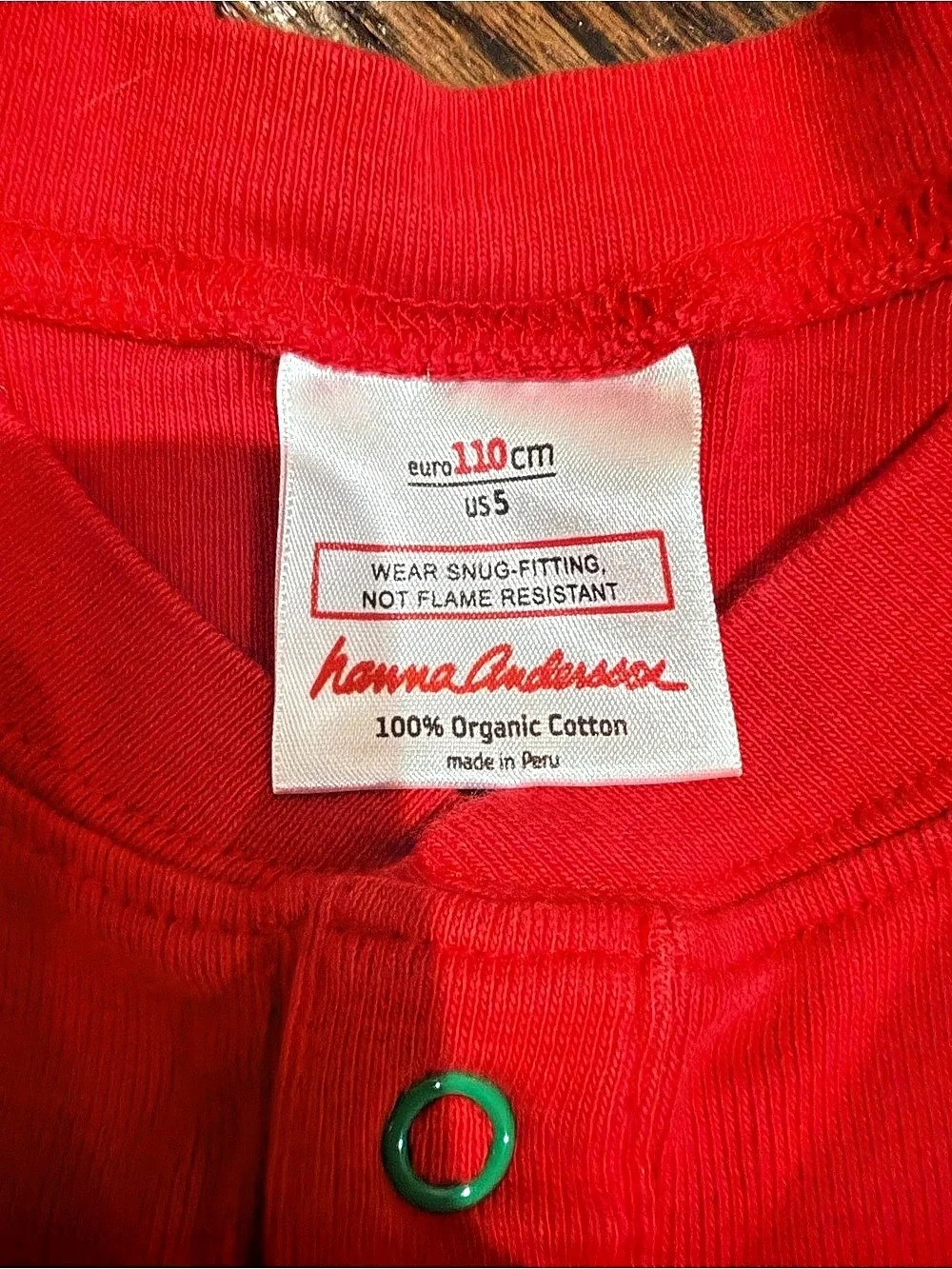 Like New Hanna Andersson Red Gnome Knee Patch Sleeper Pajamas Size 110 / 5ab